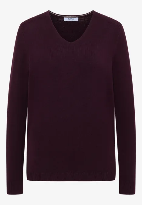 Pull douillet à col en V eggplant red