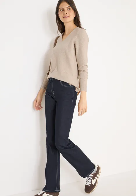 Kuscheliger V-Neck Pullover sandalwood beige melange