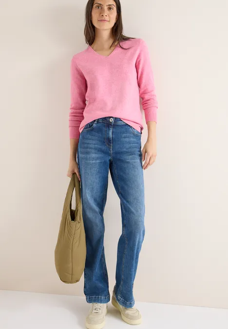 Pull douillet à col en V dark blossom melange