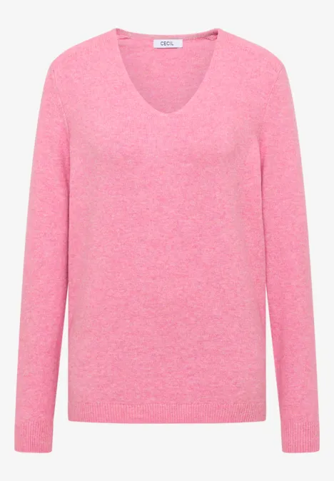 Pull douillet à col en V dark blossom melange