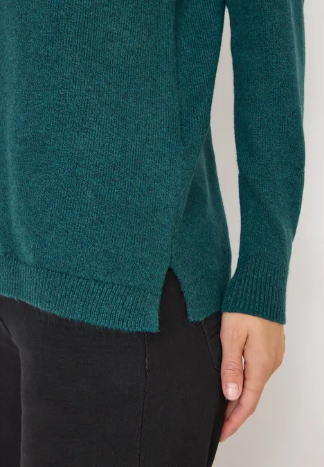 Kuscheliger V-Neck Pullover dark sea green melange