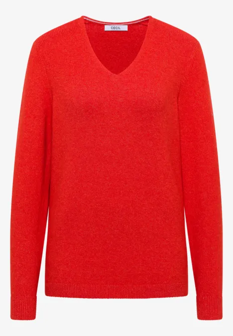 Kuscheliger V-Neck Pullover pumpkin orange melange