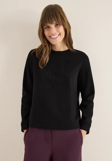Sweater met borduursel Black Sweater met borduursel Black