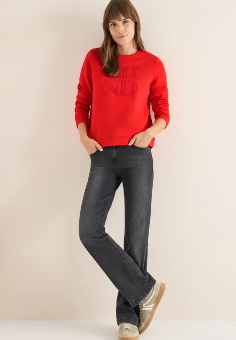 Sweater met borduursel pumpkin orange Sweater met borduursel pumpkin orange