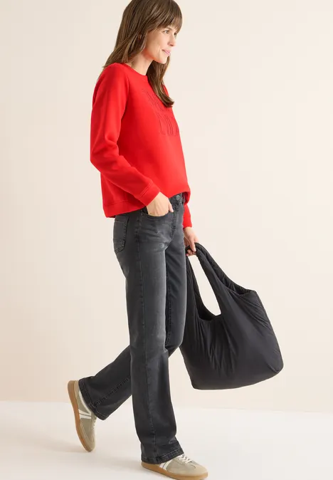 Sweater met borduursel pumpkin orange Sweater met borduursel pumpkin orange