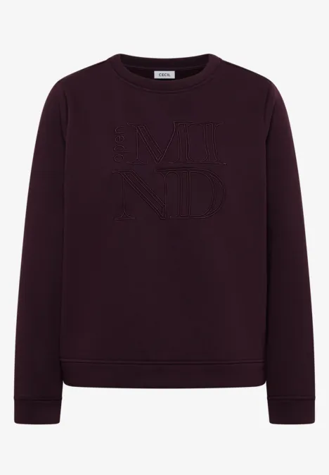 Sweater met borduursel eggplant red Sweater met borduursel eggplant red