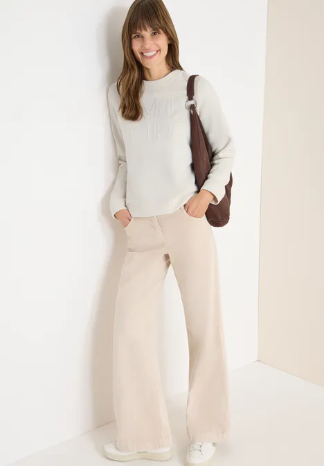 Sweatshirt mit Stickerei light greige