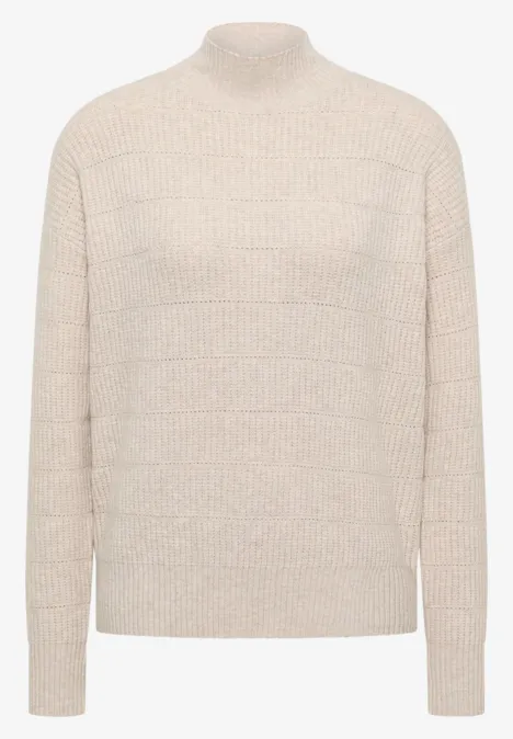 Trui met structuurmix alabaster beige melange Trui met structuurmix alabaster beige melange