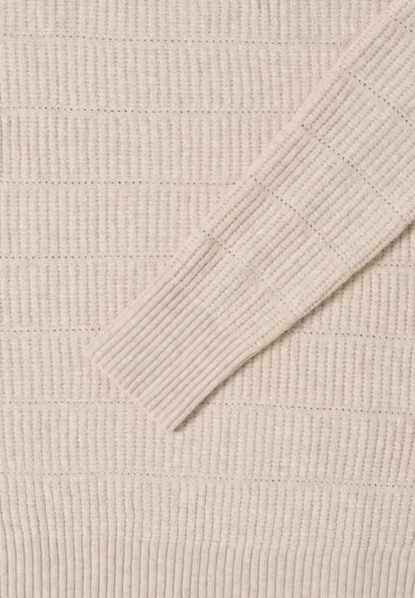 Trui met structuurmix alabaster beige melange Trui met structuurmix alabaster beige melange