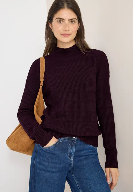 Strukturmix Pullover eggplant red