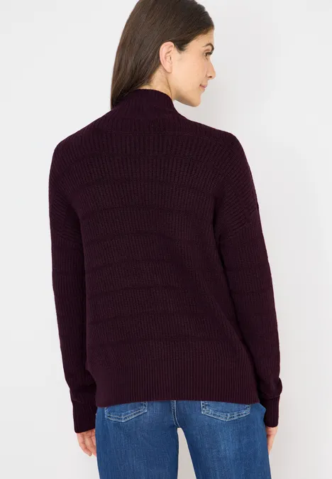 Strukturmix Pullover eggplant red