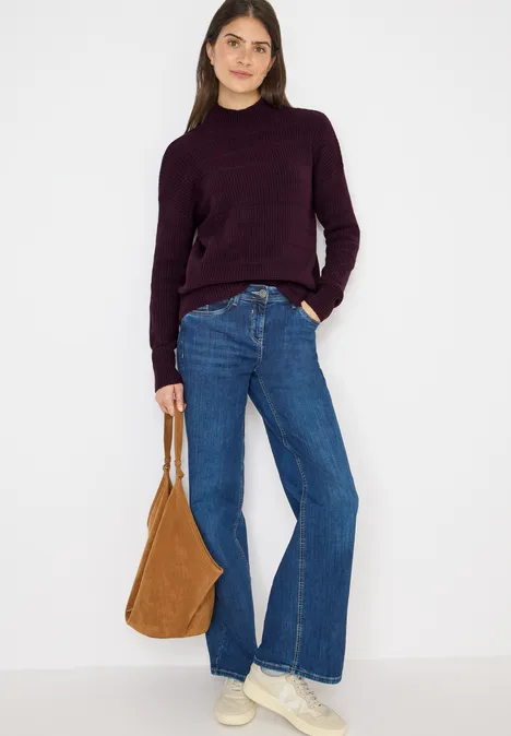 Strukturmix Pullover eggplant red