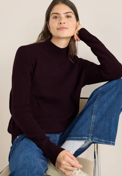 Strukturmix Pullover eggplant red