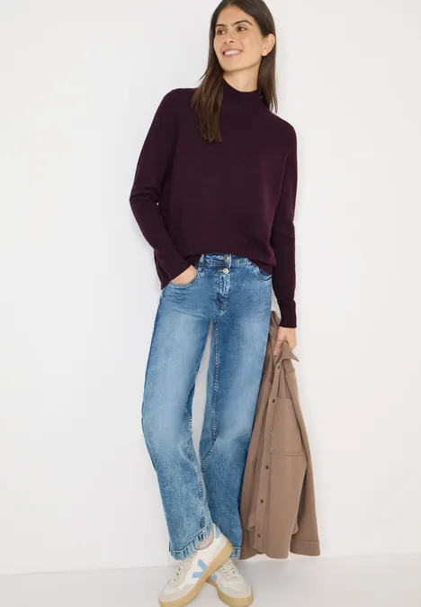 Cosy Turtleneck Pullover eggplant red melange