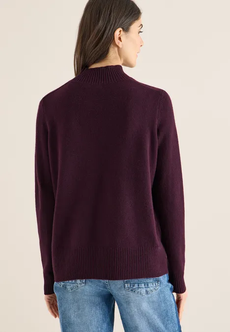 Cosy Turtleneck Pullover eggplant red melange