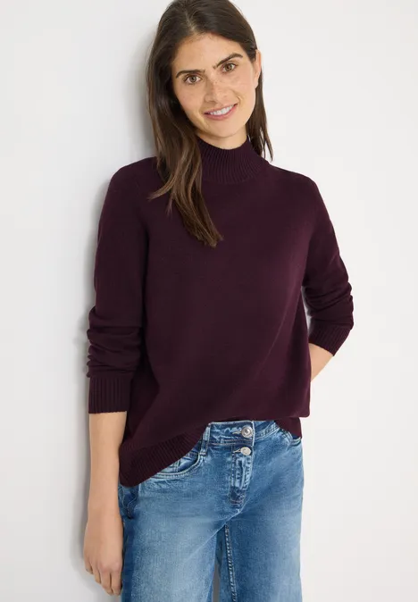 Cosy Turtleneck Pullover eggplant red melange