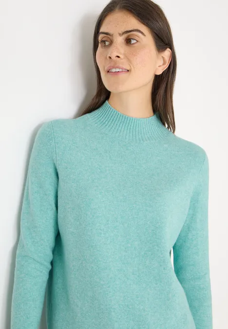Pull cosy à col tourterelle foam blue melange