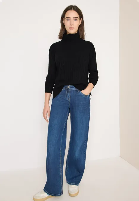 Struktur Rollkragenpullover Black Struktur Rollkragenpullover Black