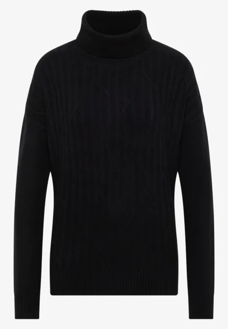 Struktur Rollkragenpullover Black Struktur Rollkragenpullover Black