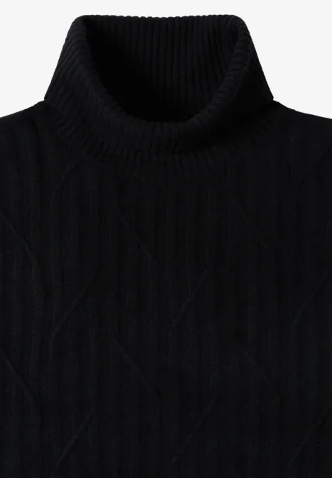Struktur Rollkragenpullover Black Struktur Rollkragenpullover Black