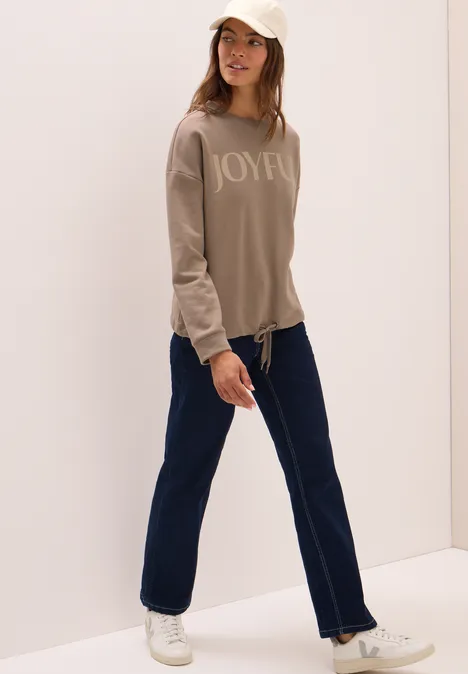 Sweatshirt mit Tunnelzug natural taupe