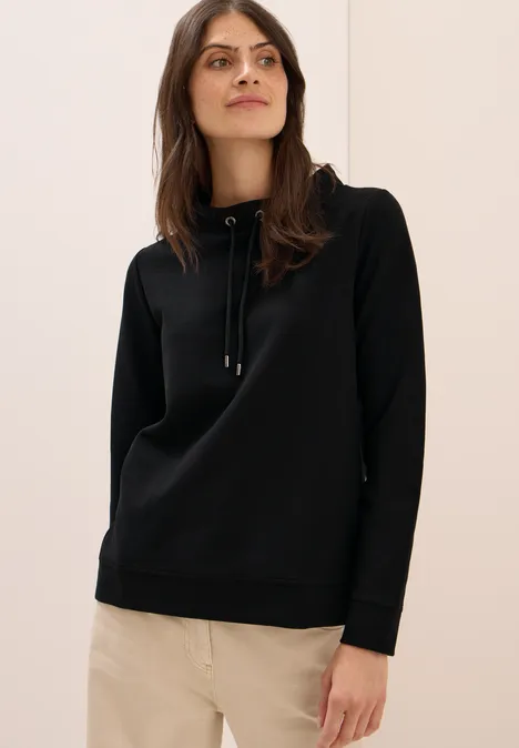 Funnel Neck Strukturshirt Black