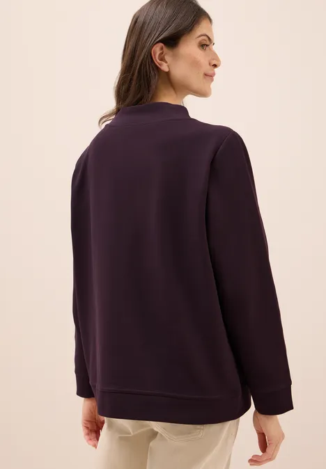 Funnel Neck Strukturshirt eggplant red