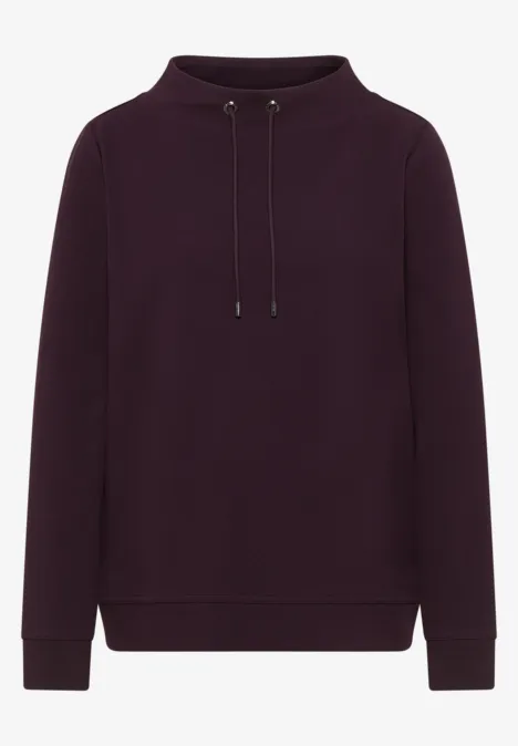 Funnel Neck Strukturshirt eggplant red