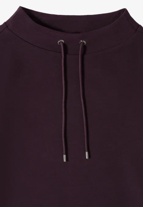 Funnel Neck Strukturshirt eggplant red
