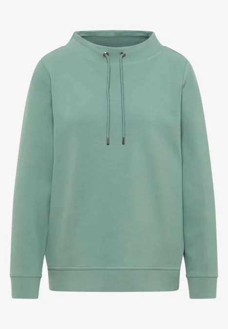 Funnel Neck Strukturshirt jewel green