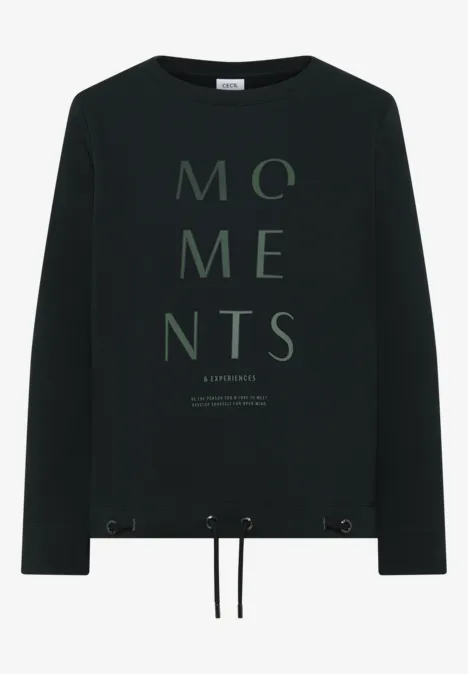Sweatshirt mit Stickerei ink green