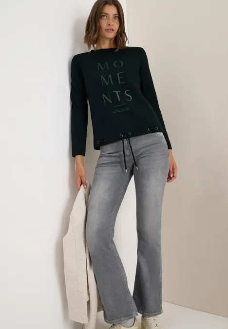 Sweatshirt mit Stickerei ink green