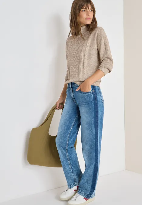 Pullover mit Troyerkragen toffee cream melange