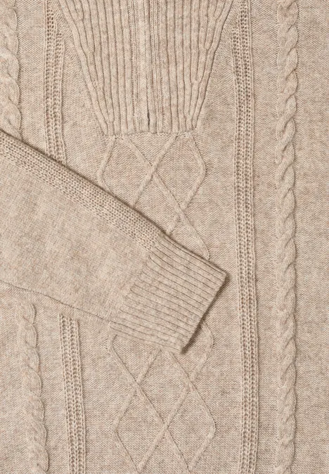 Pullover mit Troyerkragen toffee cream melange