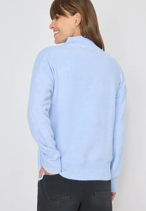 Pullover mit Troyerkragen sporty light blue melange