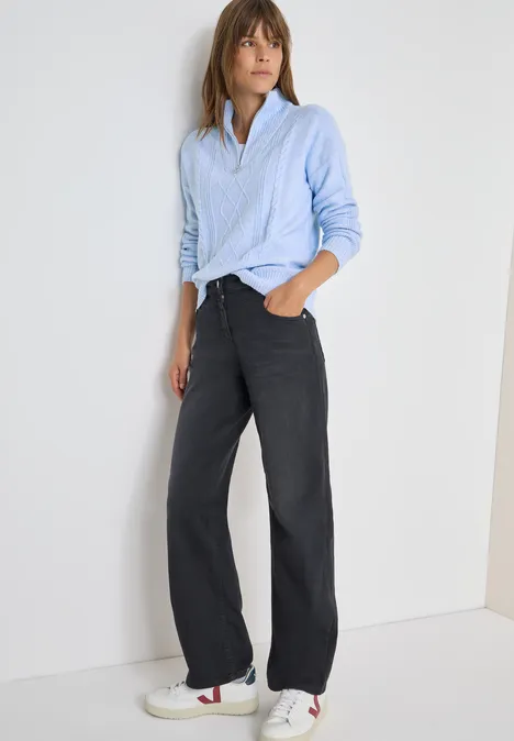 Pullover mit Troyerkragen sporty light blue melange