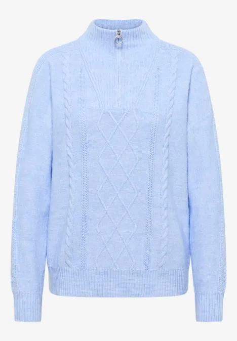 Pullover mit Troyerkragen sporty light blue melange