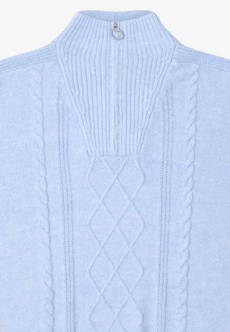 Pullover mit Troyerkragen sporty light blue melange