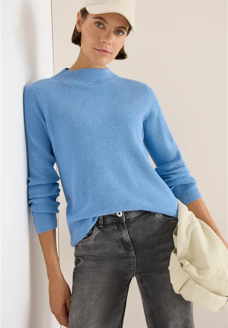Strukturmix Pullover sporty light blue melange