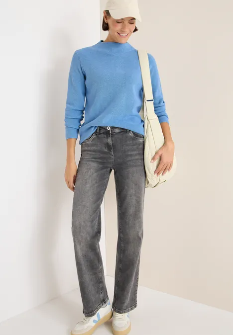 Strukturmix Pullover sporty light blue melange