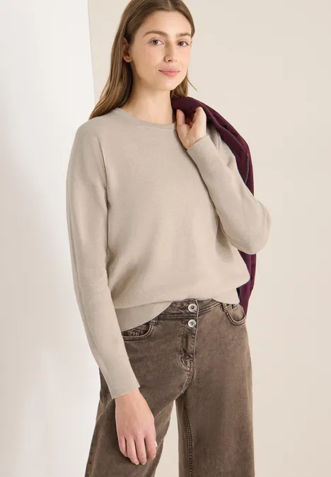 Gebreid sweatshirt desert beige melange
