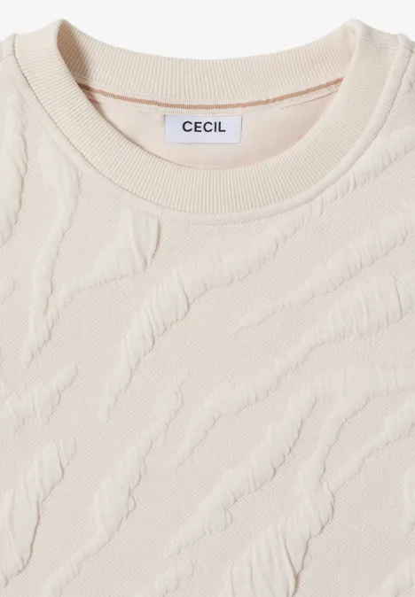 Strukturmuster Sweatshirt light beige