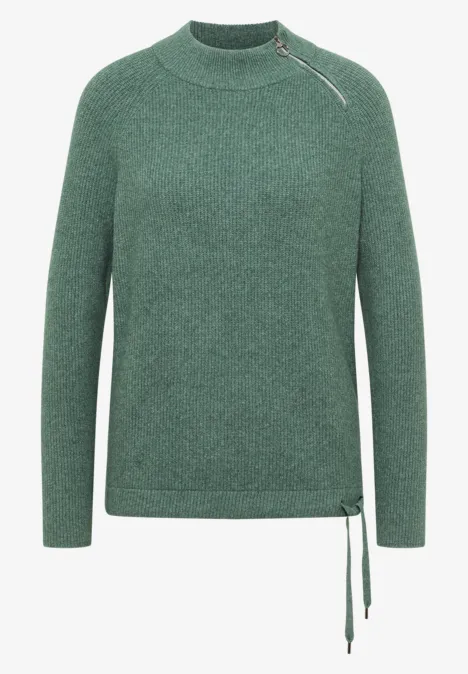 Strukturpullover mit Zipper jewel green melange