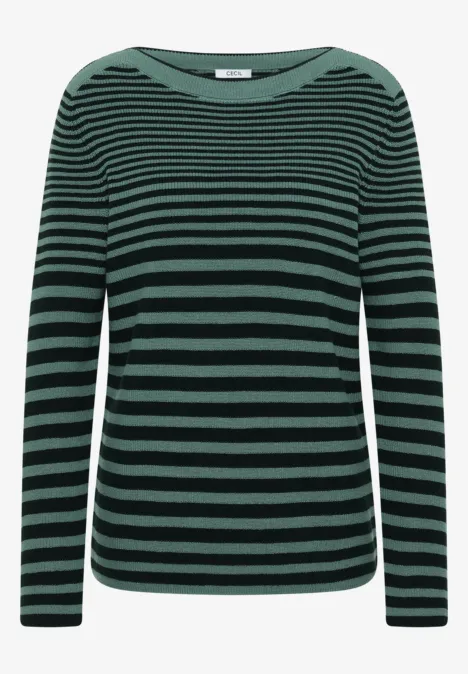 Gestreifter Pullover jewel green