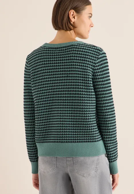 Two-Tone Strukturpullover jewel green