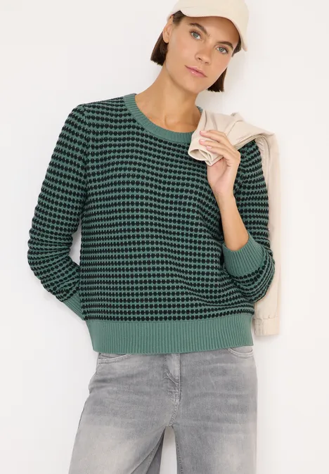 Two-Tone Strukturpullover jewel green