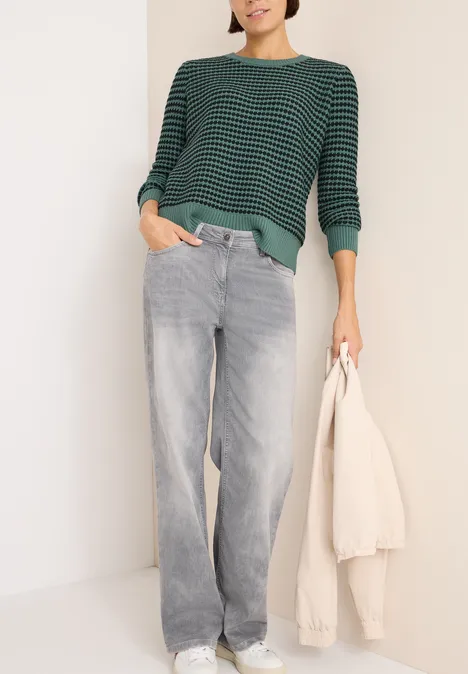 Two-Tone Strukturpullover jewel green