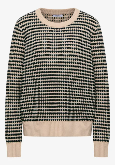 Two-Tone Strukturpullover oat milk beige