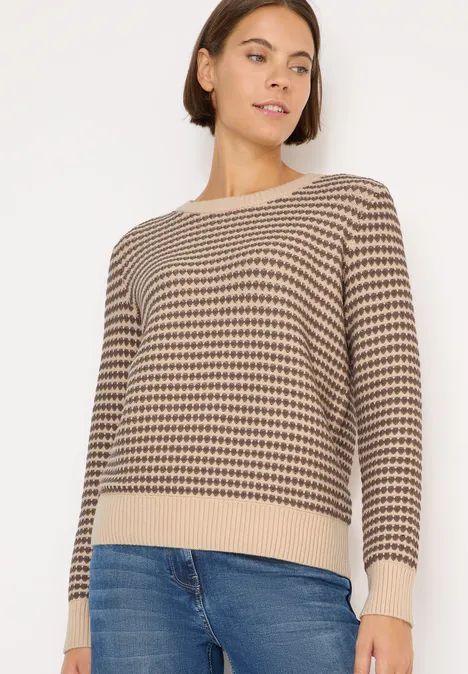 Two-Tone Strukturpullover cocoa taupe