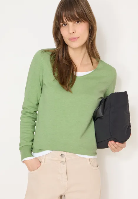 Basic Pullover bamboo green melange